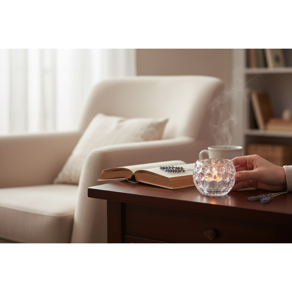 Bubble Glass Votive Holder Home Decor Small Clear Very Good Textured